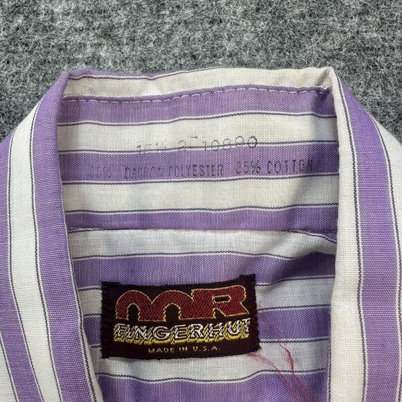 Vintage 70s Shirt Men Large 15.5 Purple Stripe Butterfly Collar Mod Made in USA - Picture 4 of 12
